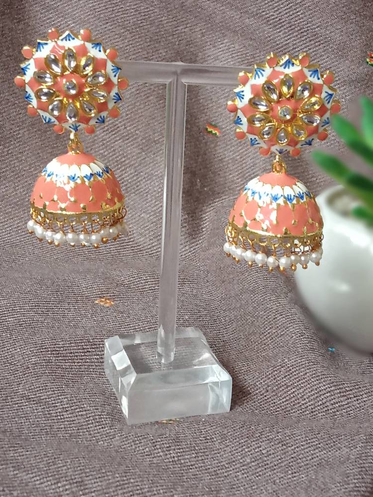 Peach jhumka hot sale