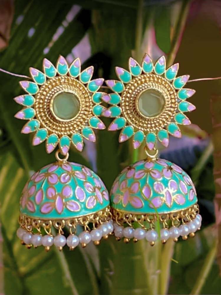 PINK MIST ELEGANCE - OXIDISED DROP JHUMKA EARRINGS