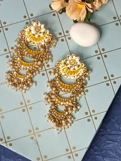 JHARNAA YELLOW CHANDBALI DANGLERS