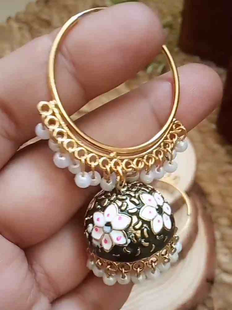 Pearl Hoop Jhumka Earrings – Simpliful Jewelry