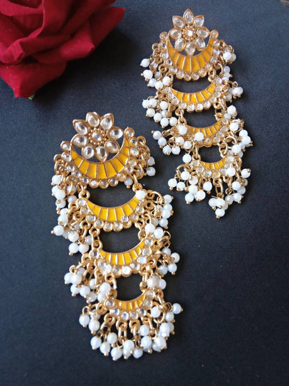 JHARNAA YELLOW CHANDBALI DANGLERS