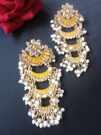 JHARNAA YELLOW CHANDBALI DANGLERS