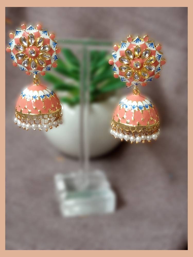 PURVI DARK PEACH JHUMKAS