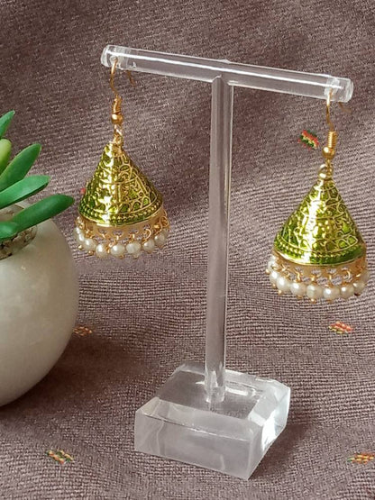 SHIKHARINI GREEN MINI JHUMKIS