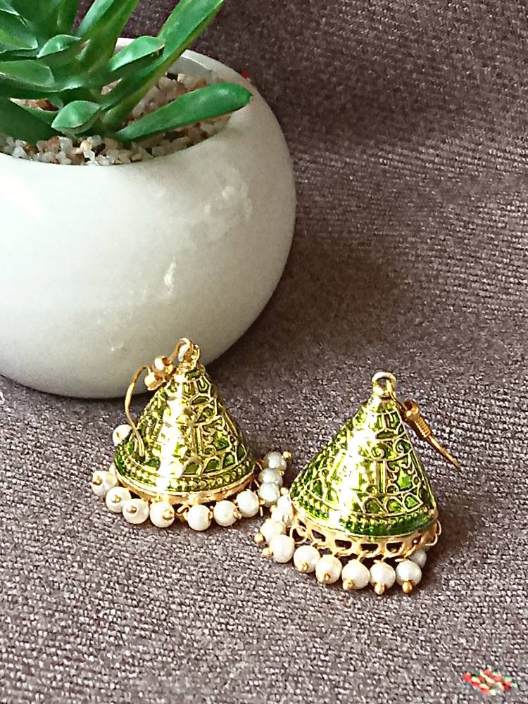 SHIKHARINI GREEN MINI JHUMKIS