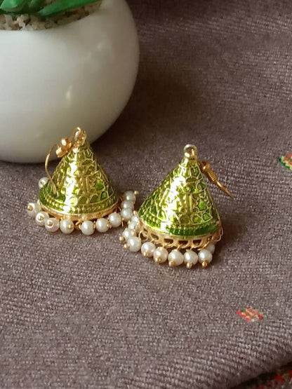 SHIKHARINI GREEN MINI JHUMKIS